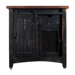 32" Farmhouse Wood Sliding Barn Door Accent Chest In Black -Best Furniture Store 51kHo3p4xuL