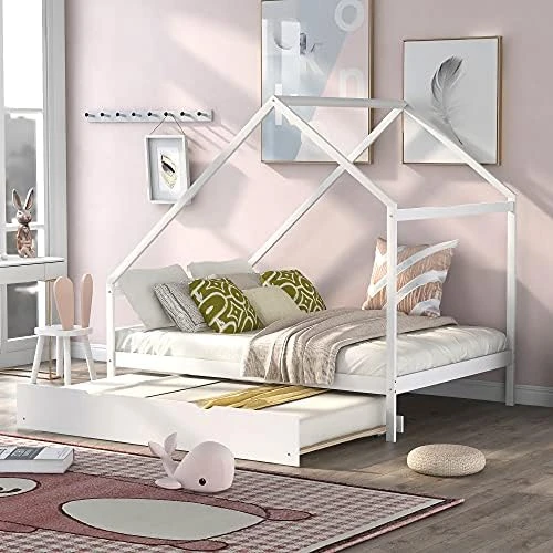 Harper&Bright Designs House Bed Full Size For Kids ,Wooden House Floor Bed , Simplistic Kids House Full Bed Frame For Toddlers, Girls, Boys ,Box Spring Needed,Grey 15 Harper&Bright Designs House Bed Full Size For Kids ,Wooden House Floor Bed , Simplistic Kids House Full Bed Frame For Toddlers, Girls, Boys ,Box Spring Needed,Grey - Image 15