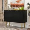 LUMISOL Modern Sideboard Storage Cabinet Buffet Table With 3 Doors, Accent Cabinet With Gold Metal Legs For Home Living Room