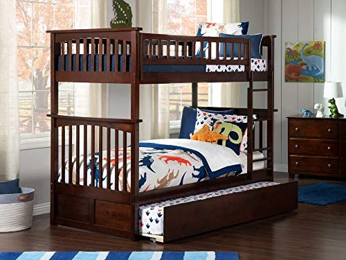 AFI, Columbia Ladder Bunk Bed, Twin Over Twin With Twin Size Trundle And Attachable USB Charger, Walnut 4 AFI, Columbia Ladder Bunk Bed, Twin Over Twin With Twin Size Trundle And Attachable USB Charger, Walnut - Image 4