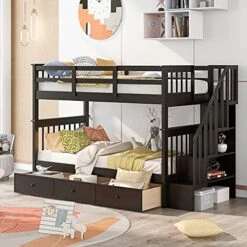 UBGO Triple Twin Bunk Bed, Can Be Separated Into 3 Twin Beds Metal Full Bunk Bed With Two-Side Stairs And Shelf,Metal Loft Bed For Adult Kids Student Dormitory Bedroom Furniture Set, Black 21 UBGO Triple Twin Bunk Bed, Can Be Separated Into 3 Twin Beds Metal Full Bunk Bed With Two-Side Stairs And Shelf,Metal Loft Bed For Adult Kids Student Dormitory Bedroom Furniture Set, Black -Best Furniture Store 51klCQAQyLL. AC