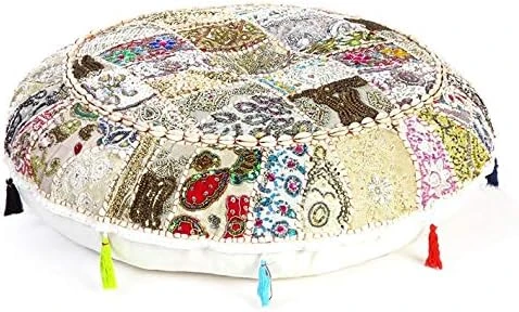 Eyes Of India - 22 X 12 Purple Patchwork Round Pouf Pouffe Ottoman Cover Floor Seating Bohemian Accent Boho Chic Indian Handmade 11 Eyes Of India - 22 X 12 Purple Patchwork Round Pouf Pouffe Ottoman Cover Floor Seating Bohemian Accent Boho Chic Indian Handmade - Image 11