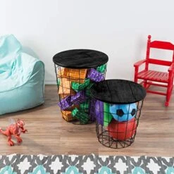 Lavish Home Nesting End Tables With Storage (Black) -Best Furniture Store 51l4xjfHmEL