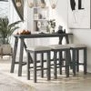 GLANZEND Multipurpose Set With 3 Upholstered Stools, Easy To Assemble, Table Weight Capacity 350 LBS, For Living, Guest Room, Home Bar, Kitchen, Gray