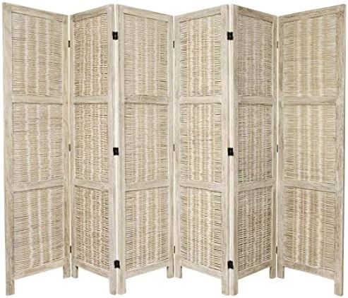 Oriental Furniture 5 1/2 Ft. Tall Bamboo Matchstick Woven Room Divider - Burnt Grey - 6 Panel 9 Oriental Furniture 5 1/2 Ft. Tall Bamboo Matchstick Woven Room Divider - Burnt Grey - 6 Panel - Image 9