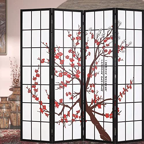 Room Divider 6Ft Folding Privacy Divider 4 Panel Portable Room Seperating Chinese Style Dividers Japanese Screen Wall Divider Wood Divider Tall Freestanding Partition Screen, White 1 Room Divider 6Ft Folding Privacy Divider 4 Panel Portable Room Seperating Chinese Style Dividers Japanese Screen Wall Divider Wood Divider Tall Freestanding Partition Screen, White
