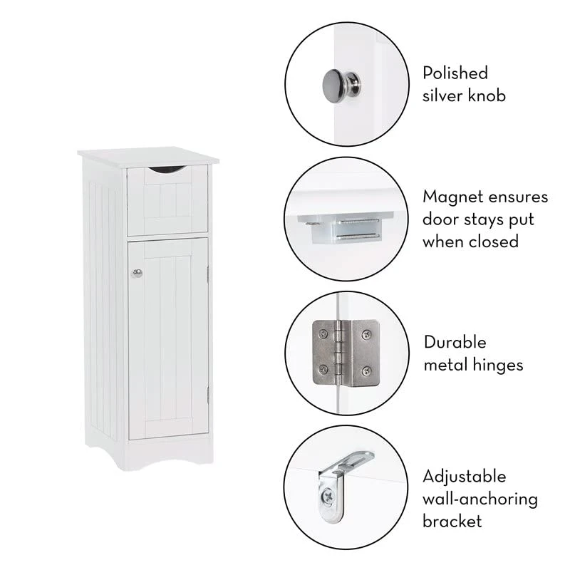 RiverRidge, White Ashland Slim Cabinet With Drawer, Size 2 RiverRidge, White Ashland Slim Cabinet With Drawer, Size - Image 2