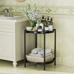 OVICAR Tray End Table - Metal Side Table 2 Tier Nightstand Round Accent Coffee Table Sofa Side Table Waterproof Indoor Outdoor Snack Table Removable Tray Table For Living Room Bedroom Office Black 11 OVICAR Tray End Table - Metal Side Table 2 Tier Nightstand Round Accent Coffee Table Sofa Side Table Waterproof Indoor Outdoor Snack Table Removable Tray Table For Living Room Bedroom Office Black -Best Furniture Store 51lijHTeVTL