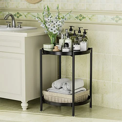 OVICAR Tray End Table - Metal Side Table 2 Tier Nightstand Round Accent Coffee Table Sofa Side Table Waterproof Indoor Outdoor Snack Table Removable Tray Table For Living Room Bedroom Office Black 3 OVICAR Tray End Table - Metal Side Table 2 Tier Nightstand Round Accent Coffee Table Sofa Side Table Waterproof Indoor Outdoor Snack Table Removable Tray Table For Living Room Bedroom Office Black - Image 3