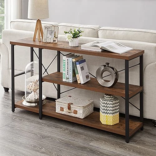 LIFUSTTG Industrial Console Table, Rustic Sofa Table For Living Room, Entry/Hallway Table With 3-Tier Open Storage Shelves, Rustic Brown 47 Inch 6 LIFUSTTG Industrial Console Table, Rustic Sofa Table For Living Room, Entry/Hallway Table With 3-Tier Open Storage Shelves, Rustic Brown 47 Inch - Image 6