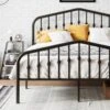 Platform Queen Size Metal Bed Frame With Vintage Headboard And Footboard, Heavy Duty Bed Frame With Large Storage, No Box Spring Needed, Easy Assembly, Black