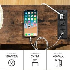 HOOBRO Console Table With Charging Station, 47.2” Narrow Entryway Table With Power Outlets And USB Ports, Skinny Sofa Table, Behind Couch Table, For Entryway, Hallway, Foyer, Rustic Brown BF201XG01 8 HOOBRO Console Table With Charging Station, 47.2” Narrow Entryway Table With Power Outlets And USB Ports, Skinny Sofa Table, Behind Couch Table, For Entryway, Hallway, Foyer, Rustic Brown BF201XG01 -Best Furniture Store 51lsJkBVjxL