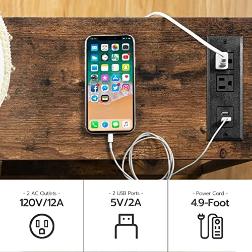 HOOBRO Console Table With Charging Station, 47.2” Narrow Entryway Table With Power Outlets And USB Ports, Skinny Sofa Table, Behind Couch Table, For Entryway, Hallway, Foyer, Rustic Brown BF201XG01 4 HOOBRO Console Table With Charging Station, 47.2” Narrow Entryway Table With Power Outlets And USB Ports, Skinny Sofa Table, Behind Couch Table, For Entryway, Hallway, Foyer, Rustic Brown BF201XG01 - Image 4