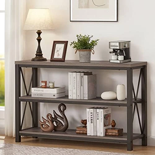 BON AUGURE Industrial Sofa Console Table For Entryway, 3 Tier Foyer Table For Hallway, Rustic Hall Tables Behind Couch (47 Inch, Rustic Brown) 6 BON AUGURE Industrial Sofa Console Table For Entryway, 3 Tier Foyer Table For Hallway, Rustic Hall Tables Behind Couch (47 Inch, Rustic Brown) - Image 6