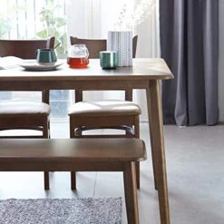 Livinia Canberra 37.4" Wooden Dining Bench/Mid Century Modern Solid Malaysian Oak Kitchen Bench (Walnut) 11 Livinia Canberra 37.4" Wooden Dining Bench/Mid Century Modern Solid Malaysian Oak Kitchen Bench (Walnut) -Best Furniture Store 51m28102iwL