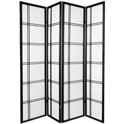 Double Cross Folding Shoji 4 Panel Screen Room Divider