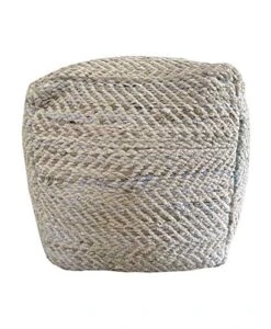 NOORI Home - 100% Handmade And Handcrafted Callum Square Beanie Pouf Ottoman Footrest - Beige - 18x18x18 - Livingroom, Bedroom, Nursery, Kids Room, Play Room