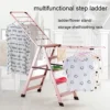 GENERIC 5 Step Ladder Aluminum Alloy Ladder Folding Ladder With Wide Anti-Slip Pedal Flower Stand Storage Rack Drying Rack Portable Step Ladder For Home And Kitchen Use Space Saving (Color : Bruin)