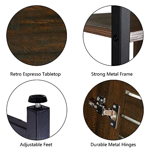 FIVEGIVEN Retro Bathroom Floor Storage Cabinet With Door/3 Side Shelves Rustic Industrial, Espresso 5 FIVEGIVEN Retro Bathroom Floor Storage Cabinet With Door/3 Side Shelves Rustic Industrial, Espresso - Image 5