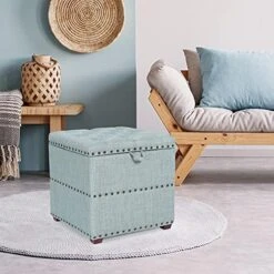 Edeco Modern Nailhead Storage Ottoman With Tray Top Square Script Ottoman Space-Saving Coffee Table, Grey 13 Edeco Modern Nailhead Storage Ottoman With Tray Top Square Script Ottoman Space-Saving Coffee Table, Grey -Best Furniture Store 51mHQJHSJlS. AC