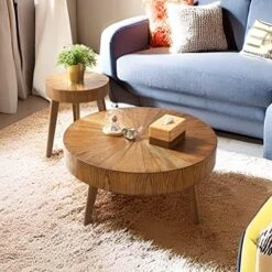 Gexpusm End Tables Living Room Set Of 2, Round Solid Natural Oak Wood Coffee Table, Nesting Table, Suit For Farmhouse, Bedroom And Living Room, 31.5 * 31.5 * 14 In 20 Gexpusm End Tables Living Room Set Of 2, Round Solid Natural Oak Wood Coffee Table, Nesting Table, Suit For Farmhouse, Bedroom And Living Room, 31.5 * 31.5 * 14 In -Best Furniture Store 51mLR4nmq5L. AC