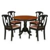 EAST WEST FURNITURE 5 Pc Set With A Round Kitchen Table And 4 Leather Dinette Chairs In Linen White