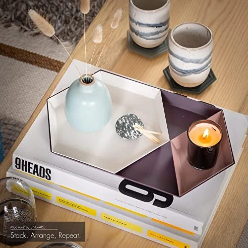 LINE+ARC ModTrays (Joshua Tree) Metal Stacking Decorative Trays For Coffee Table, Nesting, Geometric, Modern, Catchall For Vanity, Jewelry, Ottoman, Housewarming 3 LINE+ARC ModTrays (Joshua Tree) Metal Stacking Decorative Trays For Coffee Table, Nesting, Geometric, Modern, Catchall For Vanity, Jewelry, Ottoman, Housewarming - Image 3