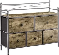 Dresser For Bedroom With 5 Drawers, Storage Organizer Unit Wide Chest For Closet, Clothes, Bedside, Living Room, Metal Frame & Wooden Top & Fabric, Grey 13 Dresser For Bedroom With 5 Drawers, Storage Organizer Unit Wide Chest For Closet, Clothes, Bedside, Living Room, Metal Frame & Wooden Top & Fabric, Grey -Best Furniture Store 51mqGuHqBoL. AC