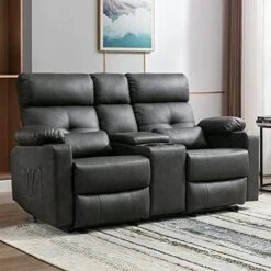 Consofa Loveseat Recliner, Reclining Loveseat With Console, Power Reclining Loveseat, Electric Reclining Loveseat With Heat And Massage, Cup Holders, Lumbar Supports,Side Pockets, Plush Fabric -Best Furniture Store 51n8UQ11uuL. AC
