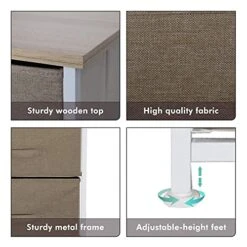 Torage Tower With 7 Drawers, 3 4 Tier Dresser For Bedroom, Closet Organizer Unit Furniture, Corner Chest Bin Organization For Living Room, Dorm, Steel Frame Easy Pull Fabric Bins, Wooden Top-DS0005D -Best Furniture Store 51nAAB5NSKL