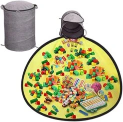 YUTBES Toy Organizers And Storage And Game Pad, Large Toy Basket Toy Brick Quick Storage Bag, Washable Drawstring Game Pad, Foldable Canvas Basket Toys For, Children Over 3 Years Old Can Be Use-Grey -Best Furniture Store 51nGyr2a3jL. AC
