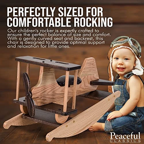 Amish Made Solid Oak Wood Children's Airplane Chair For Toddler - Perfect Rocking Chair For Kids - Children's Wooden Rocking Chair - Toddler Wooden Rocker - Ideal Baby / Kids Room Furniture 3 Amish Made Solid Oak Wood Children's Airplane Chair For Toddler - Perfect Rocking Chair For Kids - Children's Wooden Rocking Chair - Toddler Wooden Rocker - Ideal Baby / Kids Room Furniture - Image 3