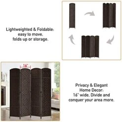 Room Divider 5.6Ft.Tall 16" Privacy Screen Room Dividers And Folding Privacy Screens, Partition & Wall Divider, Space Separate Screen Panel Freestanding Room Divider Wall-4 Panel, Dark Coffee 14 Room Divider 5.6Ft.Tall 16" Privacy Screen Room Dividers And Folding Privacy Screens, Partition & Wall Divider, Space Separate Screen Panel Freestanding Room Divider Wall-4 Panel, Dark Coffee -Best Furniture Store 51nQ4p0vAjL