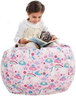 Nobildonna Stuffed Animal Storage Bean Bag Chair Cover Only For Kids Girls Toddler, Large Beanbag Chair Without Filling For Organizing Children Soft Plush Toys -Best Furniture Store 51nWuJQY1XL. AC