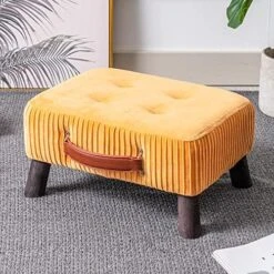 Small Foot Stool Ottoman, Black Velvet Ottoman Rectangle Footrest, Bedside Step Stool With Wood Legs, Small Rectangular Stool, Foot Rest For Couch, Small Ottoman For Desk, Living Room, Bedroom, Patio -Best Furniture Store 51ndMAEYOwL. AC