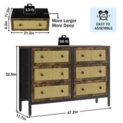 Dresser For Bedroom With 6 Drawers, TV Stand For 55" TV, Wide Storage Tower Organizer, Closet Dresser Chest Of Drawers For Bedroom Entryway Living Room Hallway -Best Furniture Store 51nqSK6RMTL