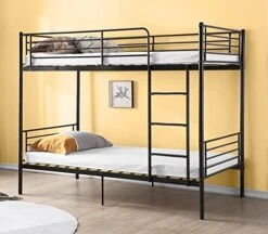 Bonnlo Twin Over Twin Metal Bunk Bed With Ladder And Safety Rails Easy Assembly Sturdy Bed Frame For Kids Teens Adult Dorm Bedroom Furniture, White -Best Furniture Store 51nt4 RN8ML. AC