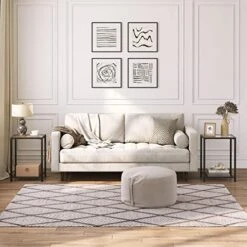 HOOBRO Side Tables With 2 Shelves, Set Of 2 End Tables, Nightstands For Tight Spaces, Tempered Glass Bedside Tables, Modern Metal Frame, For Office, Bedroom, Living Room, Study, Black BK76BZP201 -Best Furniture Store 51nwYgqqN4L