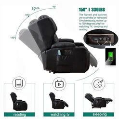 SAMERY Electric Power Recline Chair Loveseat RV Sofa With Console + Single Massage Recliner Chairs, Double Recliner 2-Seater RV Couch Home Theater Seating With USB Charging/Lighting/Cup Holders 15 SAMERY Electric Power Recline Chair Loveseat RV Sofa With Console + Single Massage Recliner Chairs, Double Recliner 2-Seater RV Couch Home Theater Seating With USB Charging/Lighting/Cup Holders -Best Furniture Store 51o4A05InPL