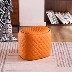 YOUNUOKE Storage Ottomans For Living Room Faux Leather Chest Ottoman Bench Footstools Saddle Foot Rest Stool With Padded Seat For Bedroom Dining Room And Entryway,Grey -Best Furniture Store 51o78oJxuXL. AC