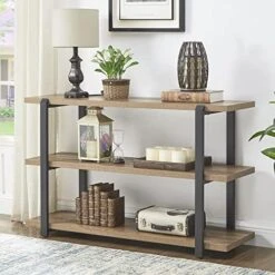 FOLUBAN Industrial Console Sofa Table, Rustic Entryway/Hallway Table With 3-Tier Open Shelf For Living Room, Oak -Best Furniture Store 51o7PALPlLL. AC
