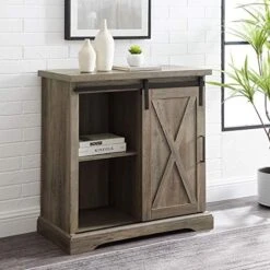 Walker Edison Abbey Modern Farmhouse Sliding X Barn Door Accent Console, 32 Inch, White -Best Furniture Store 51oB5fo9UjL. AC