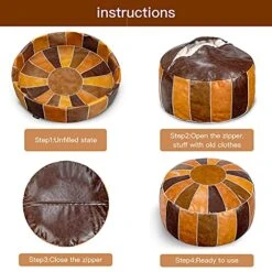 Bohepuffex Handmade Moroccan Pouf Foot Stool Round & Large Storage Cover Bohemian Style Ottoman An Exotic Décor For Living Room Bedroom Or Wedding Gifts Faux Leather Unstuffed Only Cover (color Block) 13 Bohepuffex Handmade Moroccan Pouf Foot Stool Round & Large Storage Cover Bohemian Style Ottoman An Exotic Décor For Living Room Bedroom Or Wedding Gifts Faux Leather Unstuffed Only Cover (color Block) -Best Furniture Store 51oBGpuKn0S