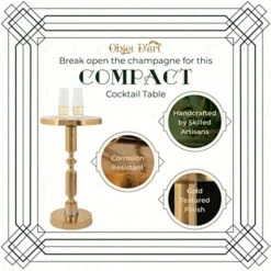 Small Round Gold Side Table By Objet D’Art, Rhodes, Accent, End, Pedestal, Martini, Drink Table For Living Room Or Nightstand For Bedroom And Small Spaces, Vintage Metal Brass Style Decor, 21” Height 9 Small Round Gold Side Table By Objet D’Art, Rhodes, Accent, End, Pedestal, Martini, Drink Table For Living Room Or Nightstand For Bedroom And Small Spaces, Vintage Metal Brass Style Decor, 21” Height -Best Furniture Store 51oIN8gLj4L