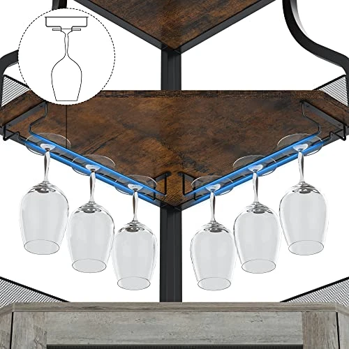 Alkmaar Corner Wine Cabinets, Bar Cabinets With Glass Shelves, Sideboards And Buffet Cabinets With Shelves, With Anti-Tipping Device (Rustic Brown) 5 Alkmaar Corner Wine Cabinets, Bar Cabinets With Glass Shelves, Sideboards And Buffet Cabinets With Shelves, With Anti-Tipping Device (Rustic Brown) - Image 5