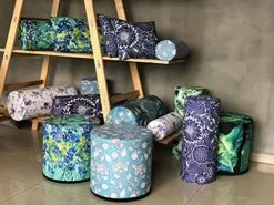 ZTOZZ Round Pouf Indoor - Printed Ottoman Foot Stool For Dining, Living Room Or Bedroom With Removable Cover - Platan Print -Best Furniture Store 51ohxm1dzeS