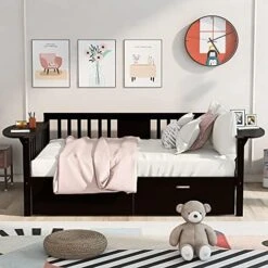 DNYN Twin Size Daybed For Kids Bedroom,Solid Pinewood Bedframe W/Safety Guardrails & Strong Wood Slats Support,Home Furniture For Living Room,Space Saving Design & No Box Spring Needed, Espresso 20 DNYN Twin Size Daybed For Kids Bedroom,Solid Pinewood Bedframe W/Safety Guardrails & Strong Wood Slats Support,Home Furniture For Living Room,Space Saving Design & No Box Spring Needed, Espresso -Best Furniture Store 51oi RR NBL. AC