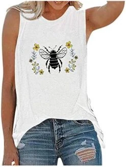 Xiart Women Tank Tops Bee Print Cute Round Neck Vest Tshirt Loose Casual Summer Camisole Tunic Tee Sleeveless Workout Blouse -Best Furniture Store 51okqMN9SL. AC