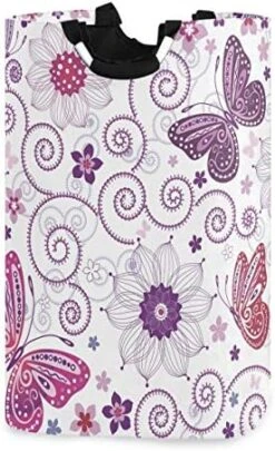 Kaariok Cute Pig Ballerina Tutu Unicorn Cartoon Star Purple Animal Laundry Hamper With Handles Waterproof Collapsible Storage Basket Large Dirty Clothes Bin For Laundry Room, 22.7 Inches -Best Furniture Store 51ooc02Vh6L. AC