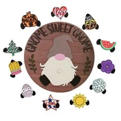 MatureGirl Gnome Door Decoration Door DIY Door Hanger Hanger Interchangeable Door Welcome Decoration & Hangs Garden Gnomes Small (Coffee, One Size)